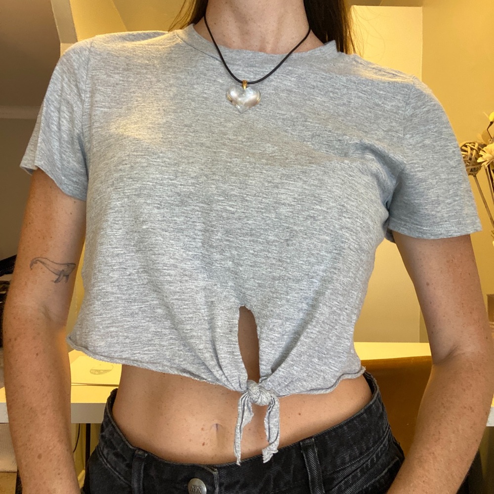 Grey Crop T Shirt
